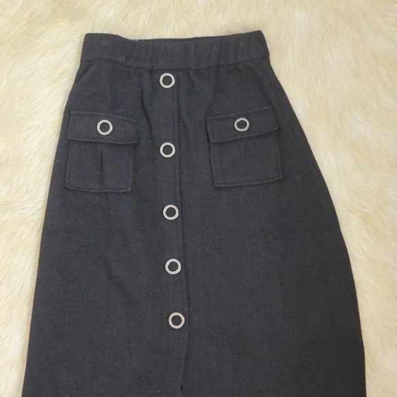 Few Moda New York A line Accent Button Knee‎ Length Knit Winter Skirt Sz M - Picture 7 of 10